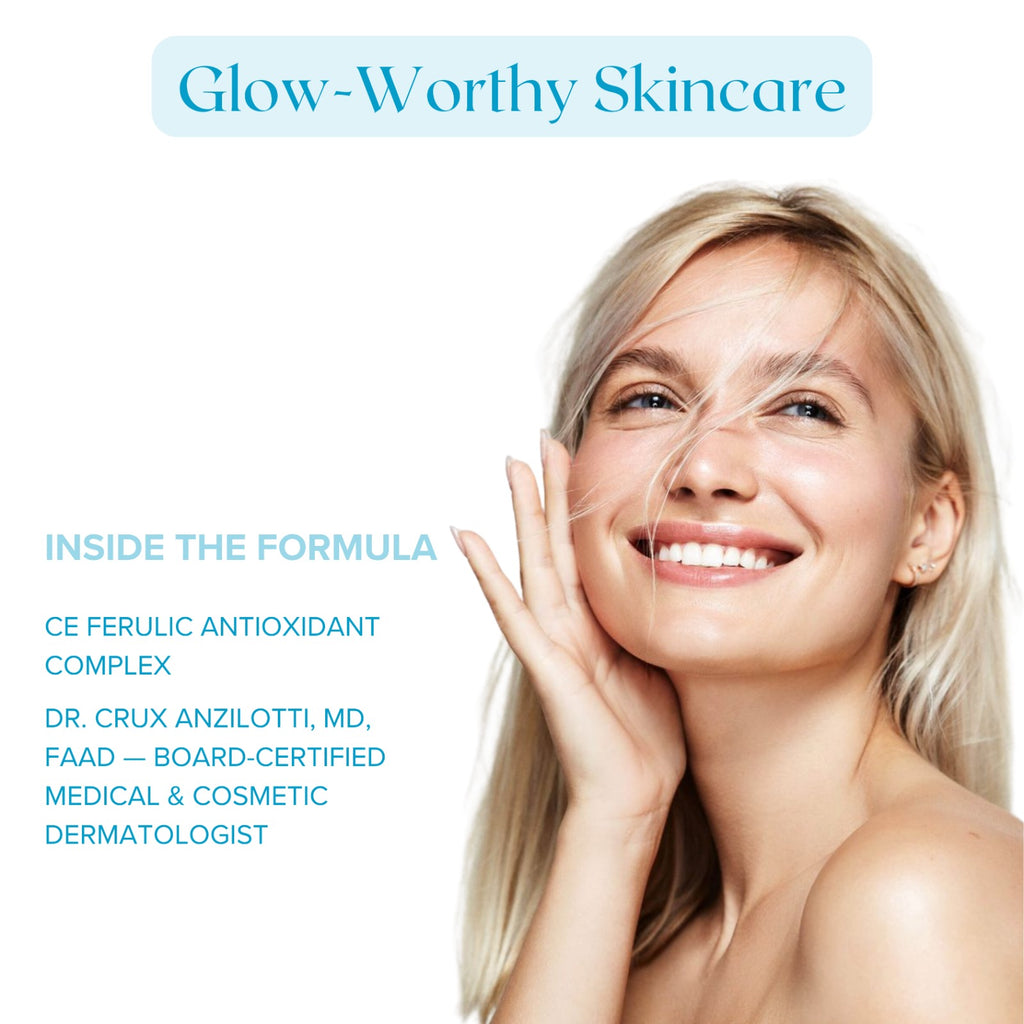SkinovaCeuticals C E Ferulic with 10% L-Ascorbic Acid — Vitamin C Serum for Anti-Aging, Firming, and Brightening — 1.01 fl oz / 30 ml