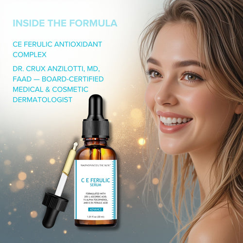 SkinovaCeuticals C E Ferulic with 20% L-Ascorbic Acid — Vitamin C Serum for Anti-Aging, Firming, and Brightening — 1.01 fl oz / 30 ml