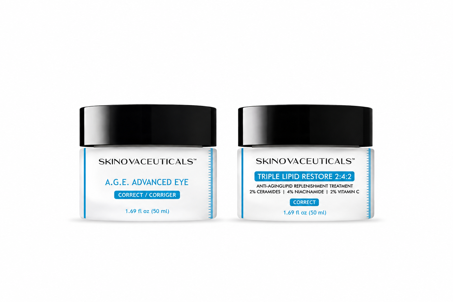 SkinovaCeuticals Anti-Aging Skincare Duo – A.G.E. Advanced Eye Cream + Triple Lipid Restore 2:4:2 Face Cream